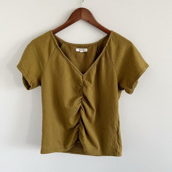 Madewell Tops - Madewell Lightspun Ruched V-Neck Blouse Top XXS